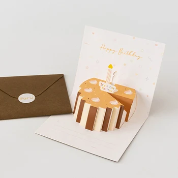 1/6 шт. Поздравительная открытка с Днем рождения для детей, друзей, семьи, 3D торт ко Дню рождения, всплывающие поздравительные открытки, открытки, подарки с конвертом