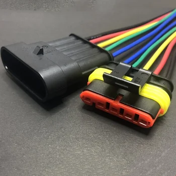 1 Комплект 5-Контактной Водонепроницаемой Розетки Auto Wire Connector HID Мужской Женский Штекер С Проводом