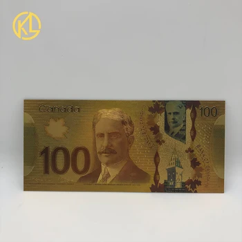 1 шт. Валюта Банк Канады Сувенирная банкнота 100 канадских канадских долларов Банкнота из золотой фольги
