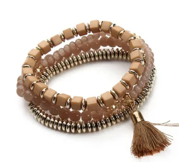 1 шт. многослойные браслеты с кисточками CCB Женские браслеты с подвесками для женщин