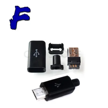10шт Штекерных разъемов Micro USB 5PIN сварочного типа Зарядное устройство 5P USB-разъем для зарядки 4 в 1 Белый Черный