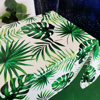 137x274 см Одноразовая Зеленая Скатерть из пальмовых листьев с животным принтом, Гавайи, Свадьба, Джунгли, День Рождения, Летняя вечеринка, Украшения для столов