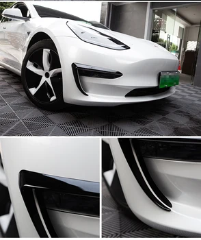 2022 Новая Отделка Передней Лопасти Автомобиля Tesla Model 3 Аксессуары Из Углеродного Волокна ABS Model3 2021-2022 Украшение Передней Противотуманной Фары