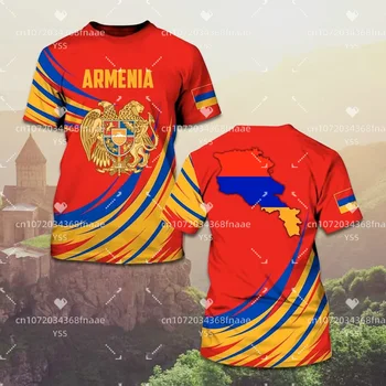 2023 Армянская Мужская футболка С Армянским Флагом, 3D Печать, Повседневная Футболка С Круглым вырезом и Коротким рукавом, Модная Мужская и женская футболка Оверсайз