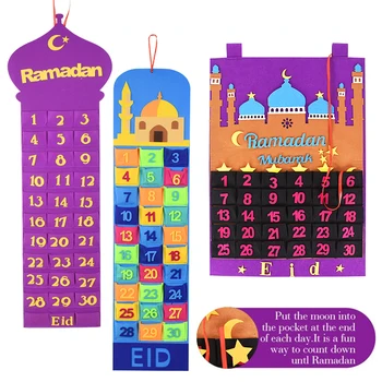 2023 Ид Мубарак Подарок Рамадан Карим Войлочный Адвент-Календарь Подвесной Кулон Мусульманская Исламская Вечеринка Декор для Дома Календарь Обратного Отсчета
