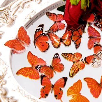 30 шт. Бабочки, позолоченные наклейки для домашних ЖИВОТНЫХ, красочные блестящие материалы для изготовления коллажей на выбор, декоративные наклейки 6 стилей