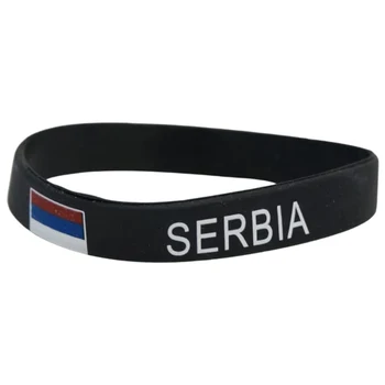 300шт Флаги Страны Сербия Черные Резиновые Браслеты Силиконовые Браслеты