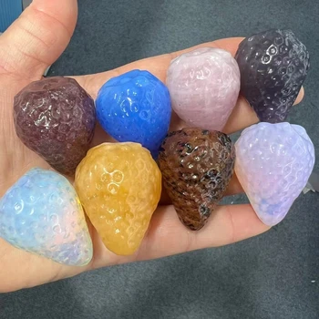 40-45 мм Натуральный многоцветный Кристалл кварца в форме клубники, Драгоценный камень, Исцеляющие Полированные Камни, Натуральные Кристаллы, Украшения для дома