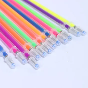 48шт Цветная гелевая ручка 1,0 мм с флуоресцентными заправками, Цветной картридж, флэш-ручка, ручки для рисования Граффити гладкими чернилами, Канцелярские принадлежности для студентов