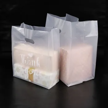 50 шт. Пластиковый подарочный пакет Thank You, хозяйственная сумка для хранения товаров с ручкой, пластиковая упаковка для тортов, держатель для фастфуда