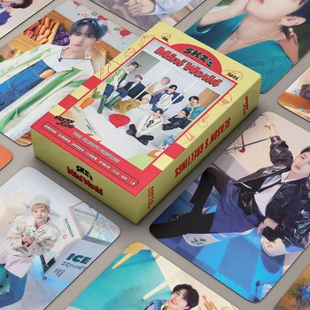 55 шт./компл. Kpop Lomo Card Stray Kid ATEEZ Фотокарточки Stars Альбом Двухсторонние Фотокарточки Lomo Cute Cards Print HD SOUND Fans Подарок