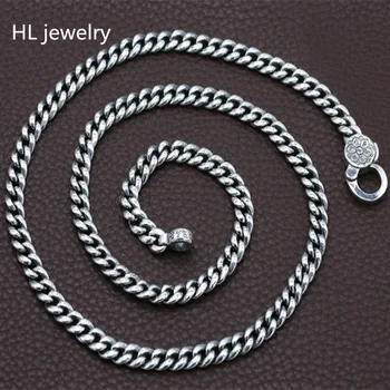 75 см Бесплатная доставка Оптом, 100% настоящее ожерелье из чистого серебра 925 пробы, цепочка толщиной 7 мм, мужское подарочное длинное ожерелье из тайского серебра.