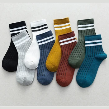 8 пар мужских носков средней длины, хлопчатобумажные осенне-зимние полосатые чулки, дезодорант, спортивные баскетбольные носки с длинными трубками