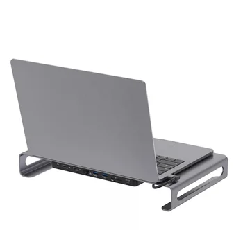 9-В-1 USB C КОНЦЕНТРАТОР Док-Станция Алюминиевый Держатель Для Ноутбука 4K Двойной HD-MI USB3.1 PD LAN Порты SD/TF Подставка Для Планшета Для MacBook HP Dell