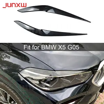 ABS Carbon Look Автомобильные Передние Фары, Накладки для век, бровей, Декоративные наклейки для BMW X5 G05 M Sport 2019 + Черный глянец