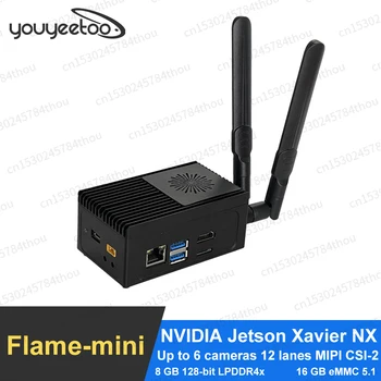 LEETOP Flame NX Box С пассивным охлаждением NVIDIA Jetson Xavier NX 21 Обеспечивает ВЫСОЧАЙШУЮ производительность искусственного интеллекта С двумя гигабитными портами Ethernet До 6 камер