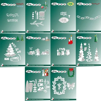 Mmao Crafts Металлические штампы для резки стали, рождественская серия, трафарет с буквами в виде дерева для бумаги для скрапбукинга 