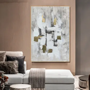 Nordic abstract decoracion salon casa настенный художественный плакат из золотой фольги, холст ручной работы, картина маслом, художественное произведение для гостиной