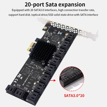 TISHRIC PCI-E от 1X До 20 Sata3.0 Карта расширения PCIE Sata Адаптер PCI E 3.0 Контроллер Sata 3 III 6 Гбит/с Множитель PCI Express