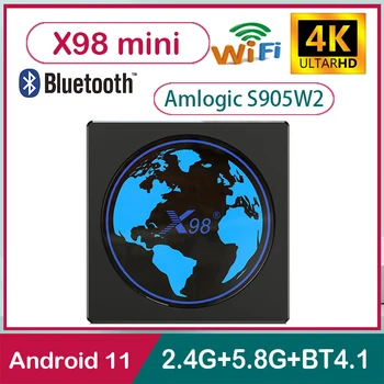 X98Mini Smart TV BOX OS Android 11,0 Amlogic S905W2 Двойной WIFI 2,4 G/5,0G BT5.0 Глобальный медиаплеер Телеприставка
