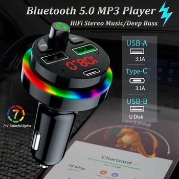 Автомобильный Bluetooth 5.0 FM-передатчик FM-Модулятор Handsfree Car Kit Type C Dual Usb Автомобильное Зарядное Устройство Музыкальный Стерео Mp3-Плеер Автомобильные Комплекты