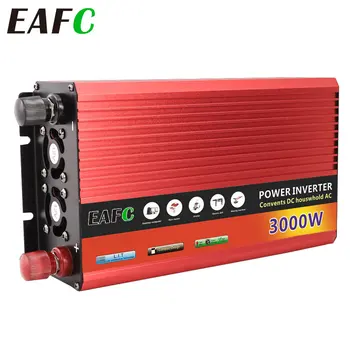 Автомобильный инвертор EAFC мощностью 1000 Вт-3000 Вт, трансформатор постоянного тока 12 В в переменный 220 В, многофункциональный преобразователь розеток, солнечные инверторы