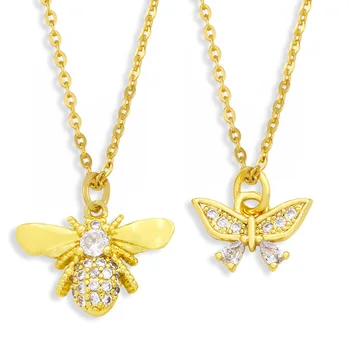 Андралин Особый дизайн насекомое бабочка медовое модное ожерелье аксессуары маленькая подвеска на ключице из циркона