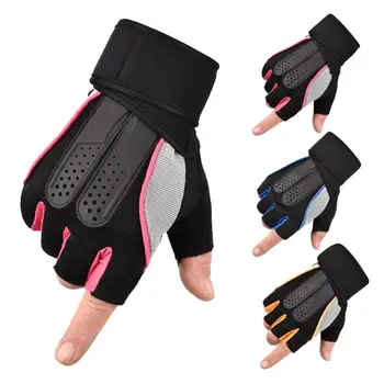Велосипедные противоскользящие перчатки с защитой от пота, мужские Женские перчатки на полпальца, Дышащие противоударные спортивные перчатки, велосипедные перчатки
