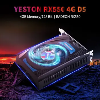 Видеокарта Yeston RX550-4G D5 Игровая Видеокарта с 4 ГБ 128-битной памяти GDDR5 1183 МГц/6000 МГц DP + Выходные порты HDMI + DVI-D.