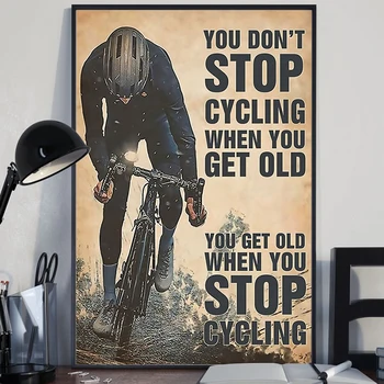 Винтажный Мотивационный Велосипедный арт-плакат с принтом Спортивного велосипеда, настенное искусство, холст, живопись, Ретро Вдохновляющие цитаты, Картина для домашнего декора