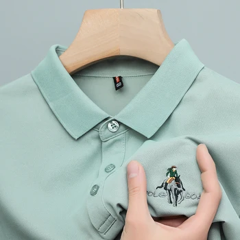 Высококачественная модная дизайнерская вышитая рубашка-поло с боевым конем 2023, корейская летняя новая деловая повседневная мужская футболка с короткими рукавами