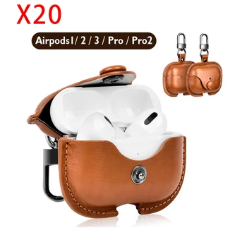 высококачественный кожаный чехол для airpods pro 3 с защитой беспроводных наушников Bluetooth от царапин с металлическим крючком, сумка-чехол 20шт