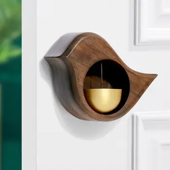 Дверной звонок, деревянный птичий колокольчик, дверные колокольчики с магнитной силой, подвесное всасывание, входное отверстие из чистой меди, напоминание о ветре, декор