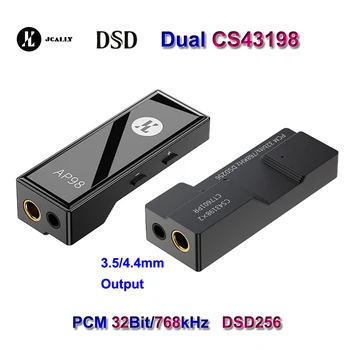 Двойной CS43198 CT7601PR DSD256 PCM 32Bit/768 кГц USB DAC AMP Hi-Fi Аудио Адаптер Для Наушников Усилитель для наушников JCALLY 3,5 мм/4,4 мм