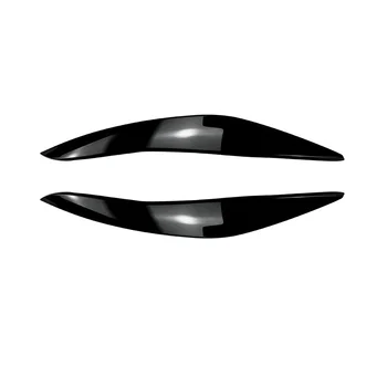 Для 5-й серии F10 F11 Начала 2011-2014 Глянцевая черная накладка на переднюю фару, декоративная полоска, наклейка для бровей, накладка на накладку