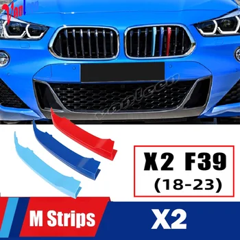 Для Bmw X2 F39 3D Стайлинг Автомобиля Отделка Передней Решетки Спортивные Полосы Крышка Наклейки Power Performance для 2018 BMW X2 F39 Аксессуары