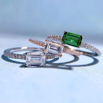 Европейское и американское новое серебряное квадратное кольцо для сахара S925, женское квадратное обручальное кольцо с маленьким бриллиантом, кольцо с бриллиантом для предложения