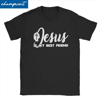 Иисус-мой лучший друг, христианин для мужчин, женская футболка, уникальная футболка, футболки с коротким рукавом, Одежда больших размеров из чистого хлопка