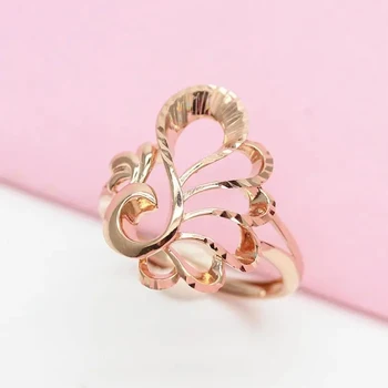 Кольца с павлином из фиолетового золота 585 пробы для женщин открытые элегантные кольца из розового золота 14 Карат, легкие роскошные блестящие украшения для помолвки в этническом стиле, подарок