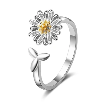 Кольца со сладкими цветами для женщин, ювелирные изделия, Высококачественное Открытое кольцо в форме хризантемы, Регулируемое