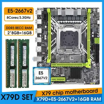 Комплект материнской платы JINGSHA X79 D с процессором Xeon E5-2667 V2 LGA2011 combo 2 * 8 ГБ = 16 ГБ оперативной памяти 1600 МГц DDR3 RAM KIT