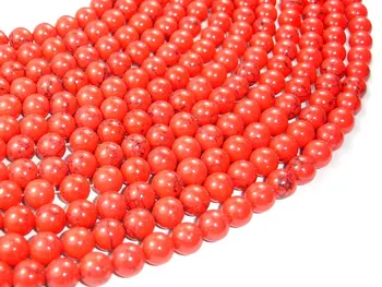 Красные бусины из говлита, бусина redTurquoise, круглые бусины 8 мм, полная нить, приблизительно 47 бусин, отверстие 1 мм, качественный натуральный камень