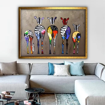 Красочный художественный плакат с изображением зебры и принтом Абстрактные Животные Бэнкси, картина на холсте, настенные рисунки для украшения дома в гостиной
