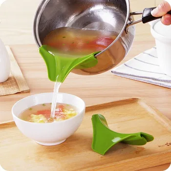 Креативная силиконовая воронка для жидкости с защитой от разлива, накладывающаяся на Носик для наливания супа, Воронка для кастрюль, миск и банок, кухонные принадлежности для гаджетов