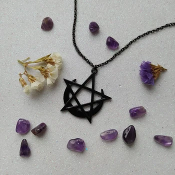 Кулон-амулет, викканская пентакль и пентаграмма полумесяца с луной для ведьмы, викканское ожерелье wicca