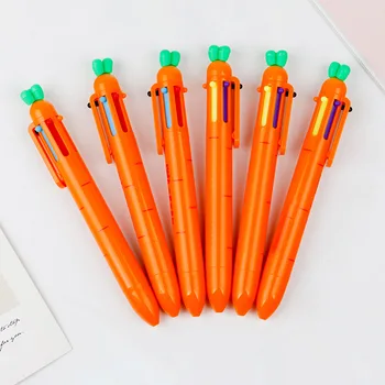 Многоцветная ручка 6 В 1, креативная морковная шариковая ручка, Красочная выдвижная шариковая ручка для письма маркером, канцелярские принадлежности