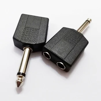 Моноблочный штекер NCHTEK 6,3 мм к двойному 6,3 мм моноблочному аудиоразъему / 30 шт.