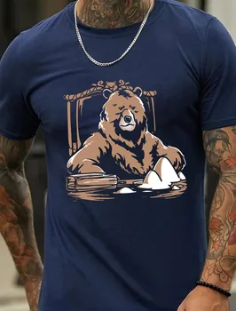 Мужская футболка Cool Bear, летняя футболка в стиле панк-рок, уличная мода, повседневный топ оверсайз, весенне-летняя повседневная одежда