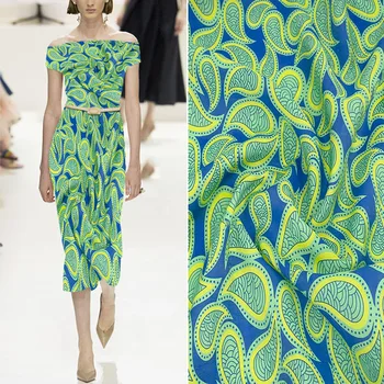 Мягкая хлопчатобумажная ткань с цветочным принтом Кешью, Ярдовая зеленая ткань шириной 150 см для женского платья Чонсам, шитье своими руками