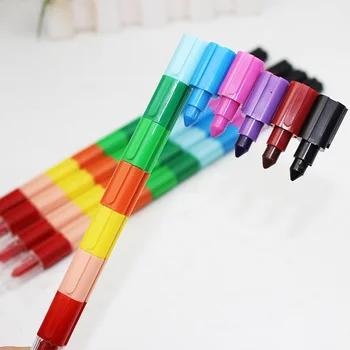 Набор цветных карандашей, Набор цветных карандашей для укладки ручек, Детские Восковые Раскраски, Сборные Ручки, Набор для рисования Маслом для вечеринки, Школьные принадлежности
